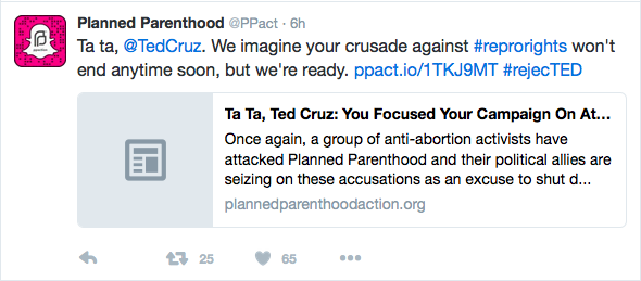 Planned Parenthood Twitter Post