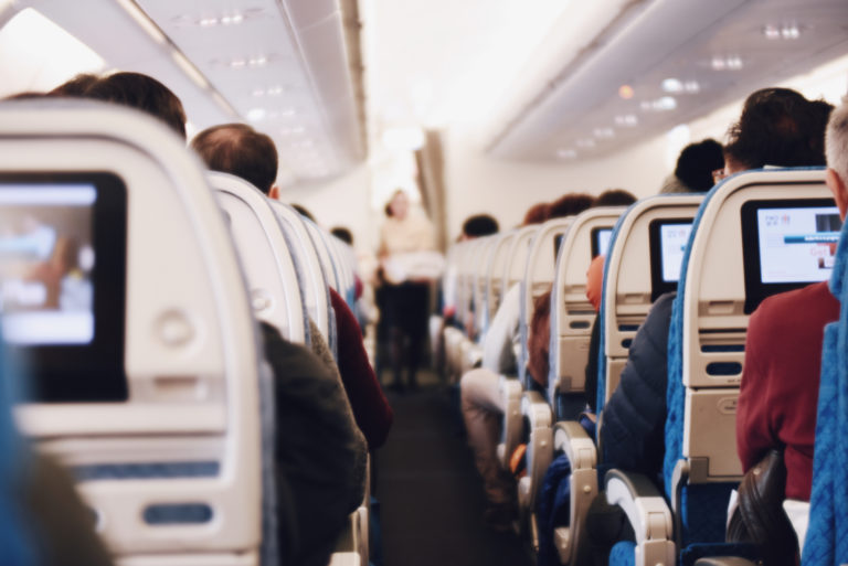 View from inside an airplane cabin