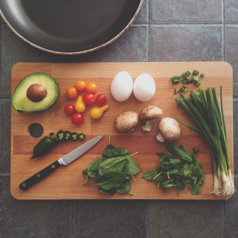 Ingredients laid out on a wooden cutting board