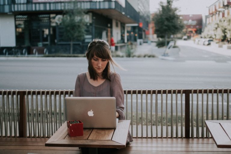 person at work on laptop