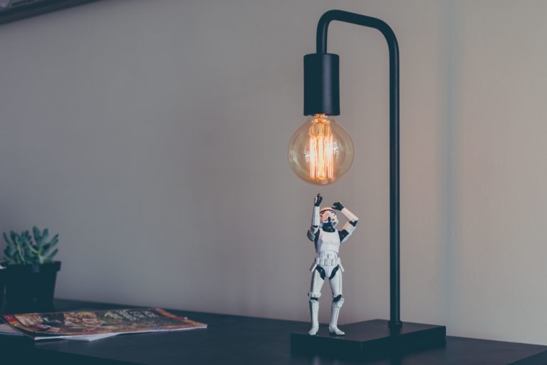 Star Wars figure and light bulb