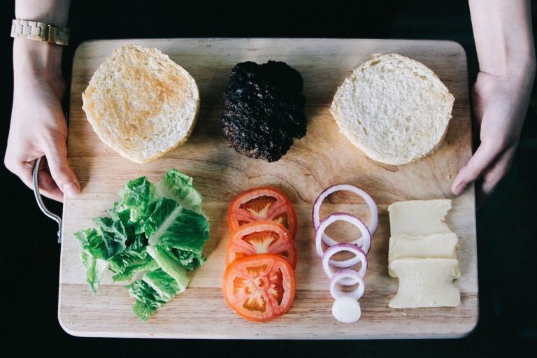 Ingredients for a cheeseburger