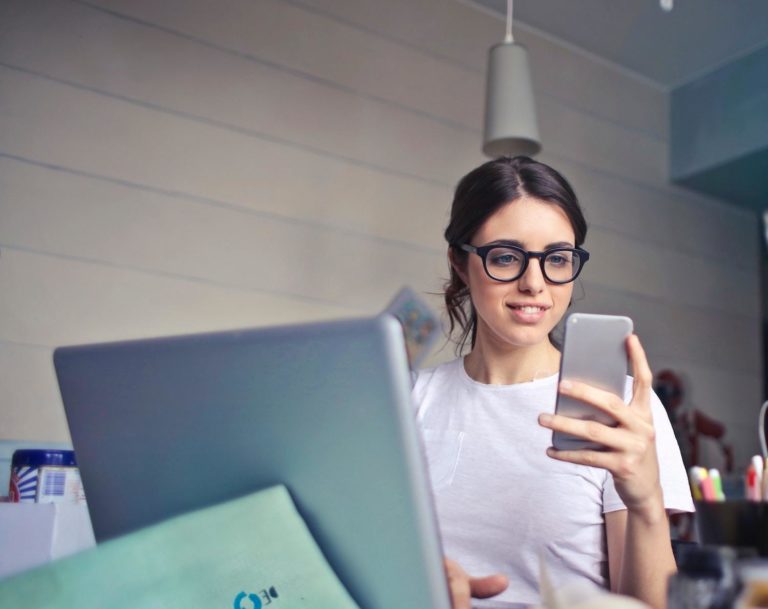 Smartphone user doing a social media poll