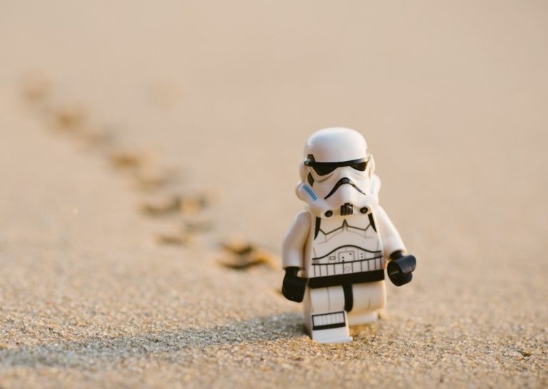 LEGO stormtrooper on sand