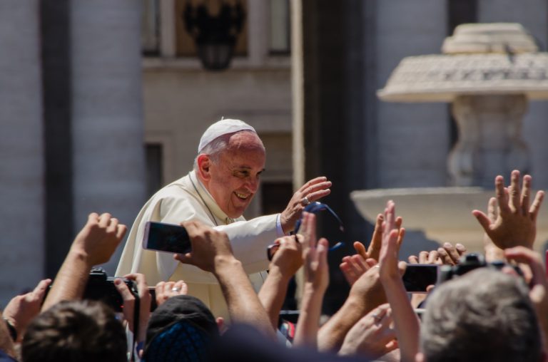 Crowd Taking Photos of Pope Francis