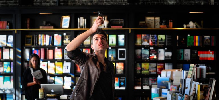 Man in bookstore