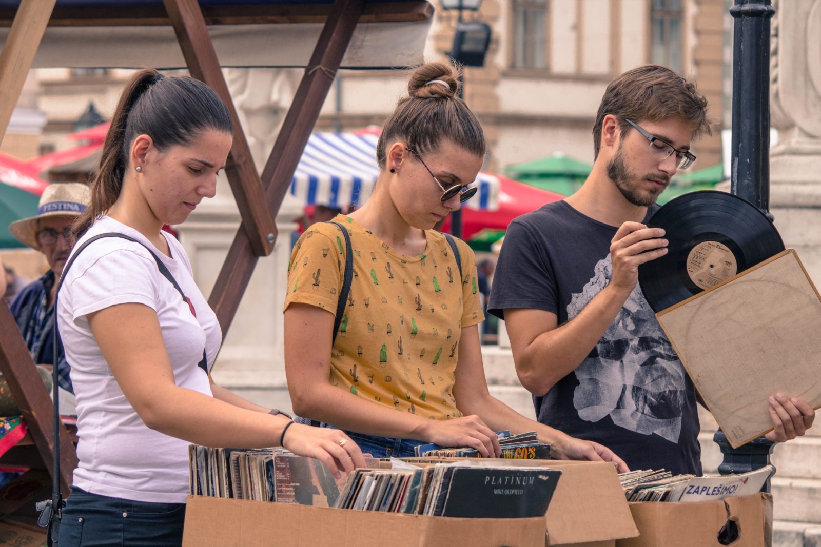 People in record store
