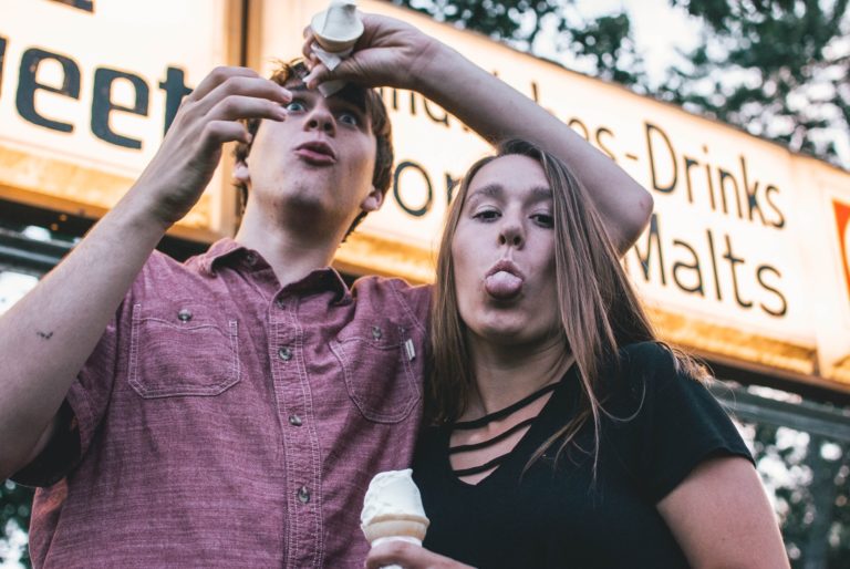 Couple making faces