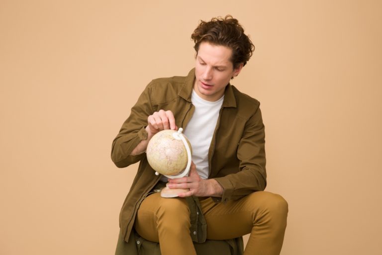 Man with globe