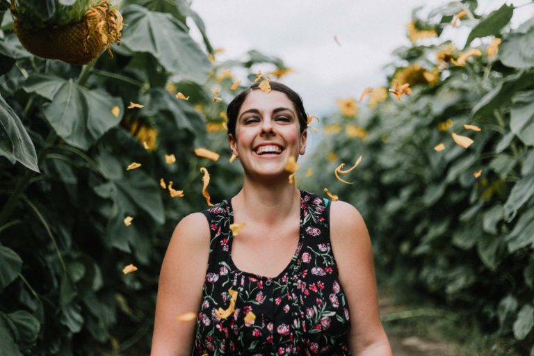 happy woman outside