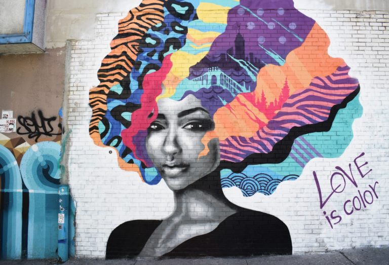 graffiti black woman with colorful hair