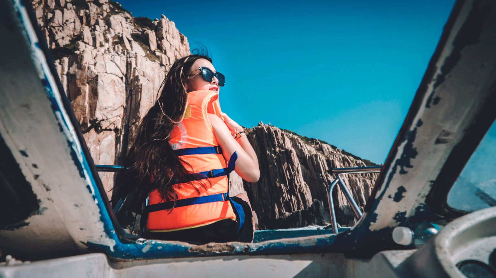 woman in a life vest