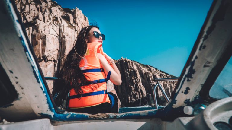 woman in a life vest
