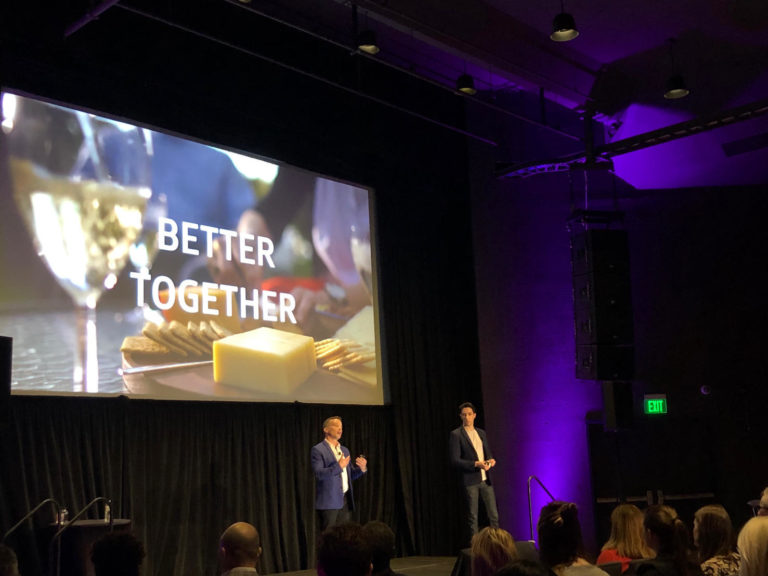 Skyword CEO Tom Gerace and CSO Allen Gannett address the audience at Forward 2019.