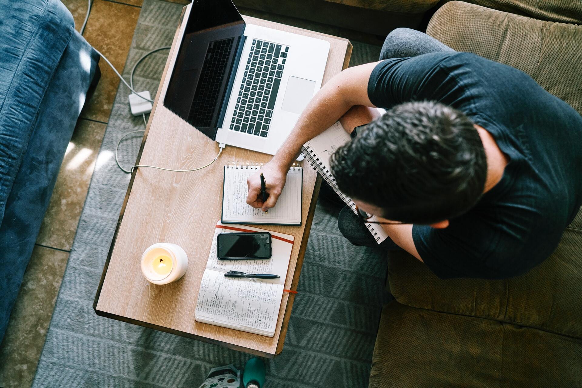 writer at coffee table