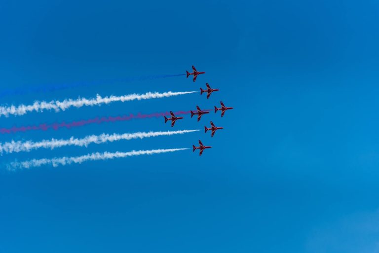 Synchronized planes in flight