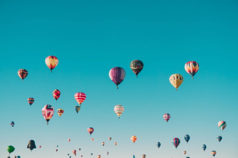 Hot air balloons in the sky.